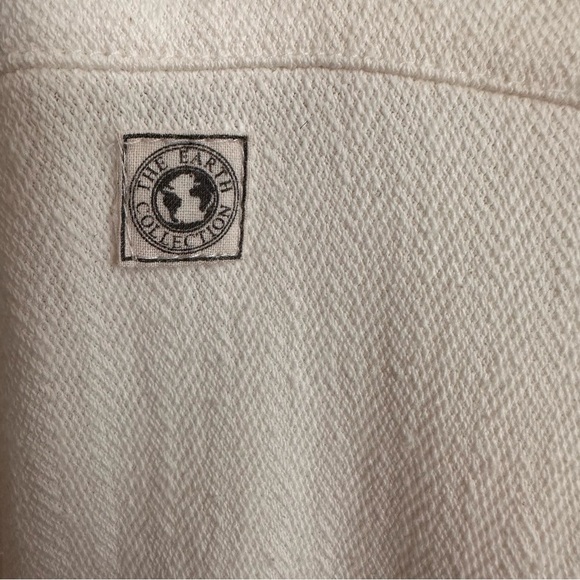 THE EARTH COLLECTION Natural Cotton Cream Wide Leg Crop Pants Greek Key Hem XXL - Picture 4 of 10